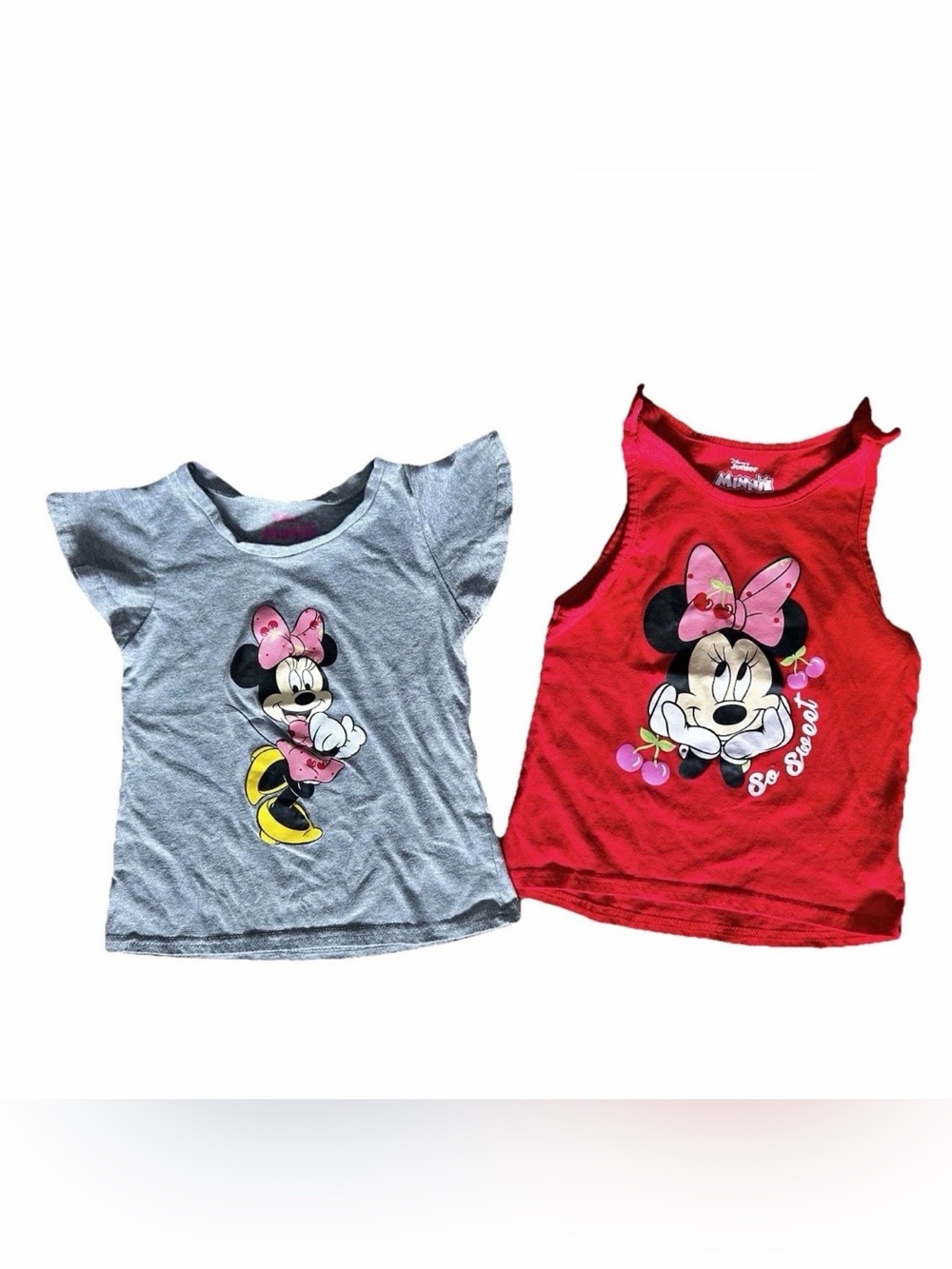 Disney Minnie Mouse baby tee bundle - 2 tops, 1 red, 1 grey / sz 6